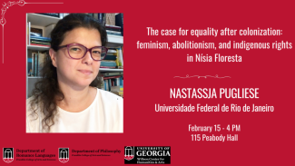 A poster advertising Nastassja Pugliese's guest lecture